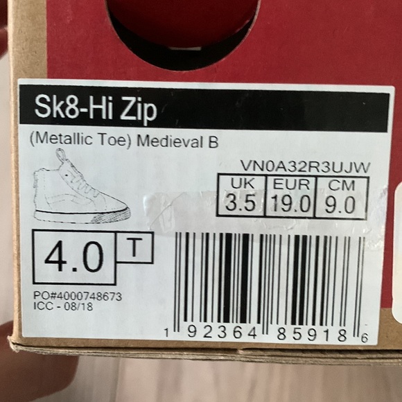 Like New Baby Toddler High Top Vans - size 4T - Picture 7 of 9